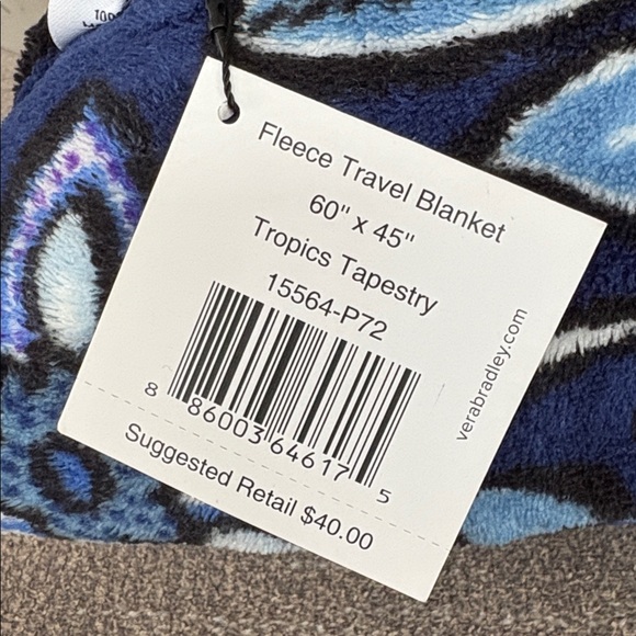 VERA BRADLEY Tropics Tapestry Floral Travel Throw / Pillow 60x45” NEW with tags! - Picture 4 of 5